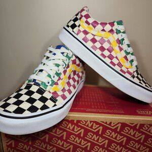 VANS Glitter Rainbow Checkerboard Canvas Old Skool Men (5.0)/ Women (6.5)